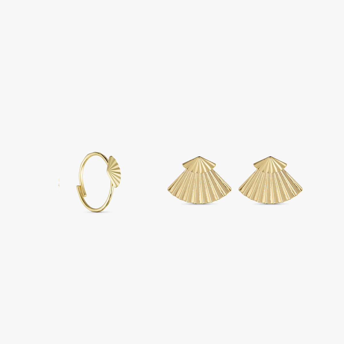 Smyckesset - Luna Double Earrings / Luna Ring - 18 karat guldpläterad