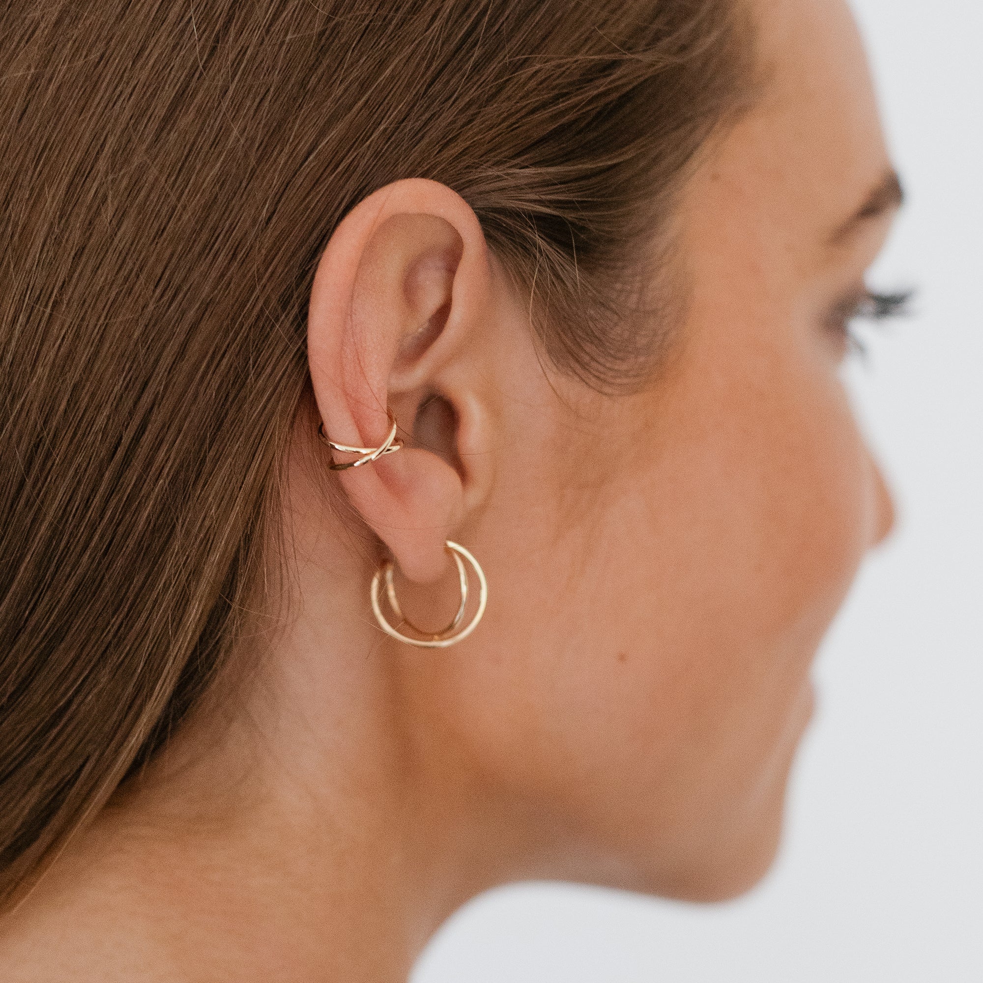 Smyckesset - Mia Örhängen Small / Mia Earcuff - 18 karat guldpläterade