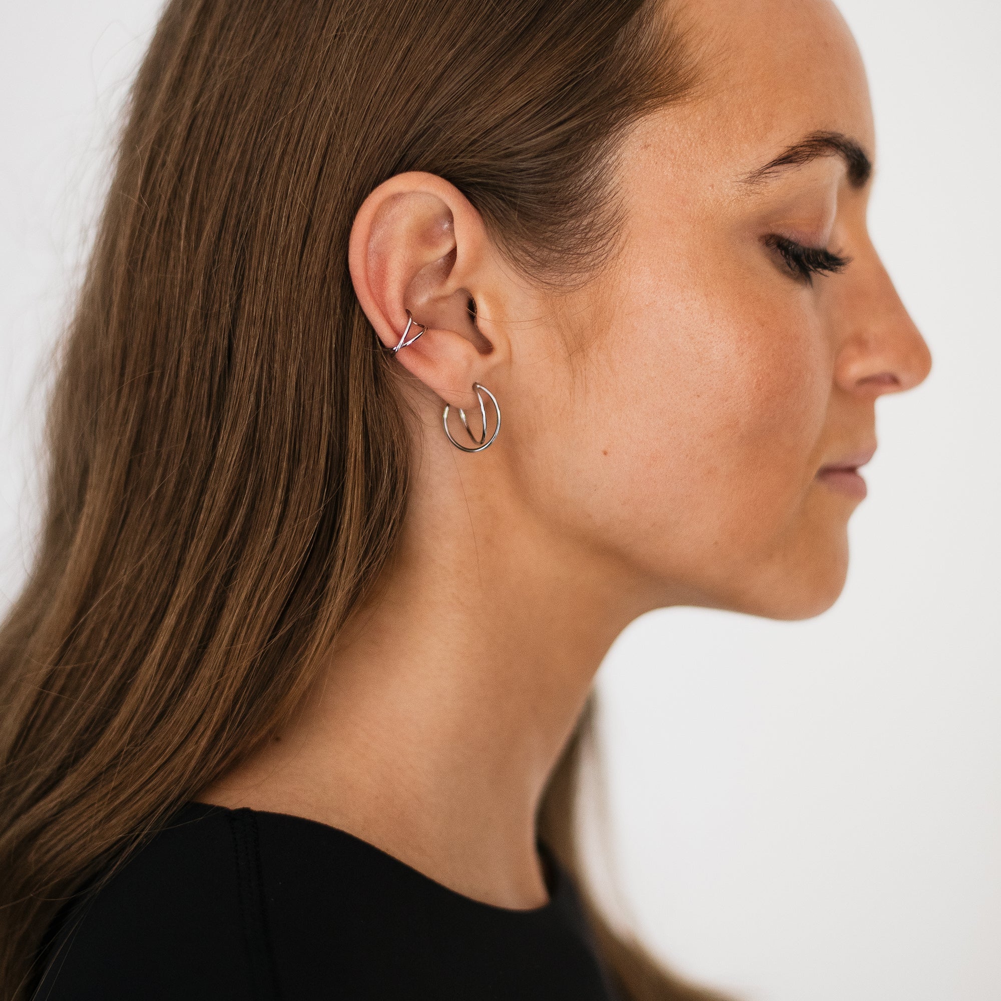 Smyckesset - Mia Örhängen Small / Mia Earcuff - Silverpläterad